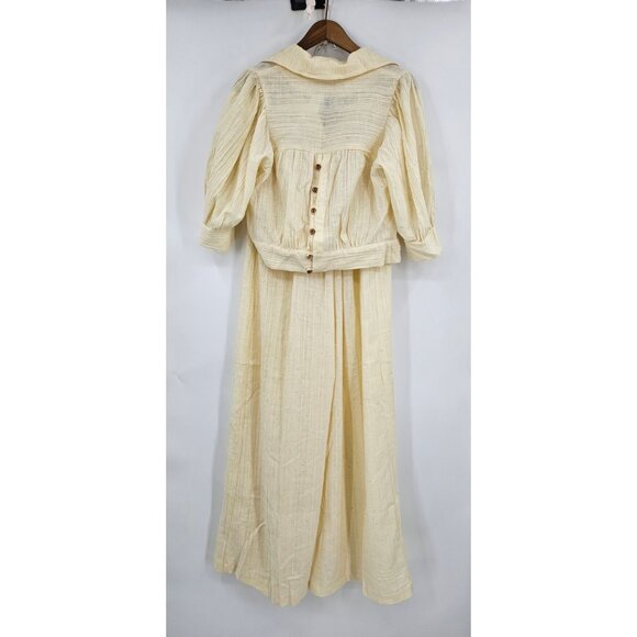 VTG Just for Joseph Magnin Cream Gauze Top and Pants Set Womens 13/11 Wide Leg - Picture 7 of 9